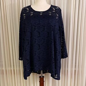 Elegant Navy Lace Women’s Top